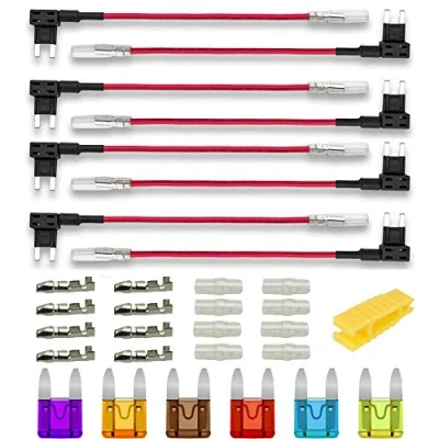 Imagen de Gebildet 8pcs 12V 24V ATM Pequeña Portafusible,Coche Circuito Cuchilla Estilo Adaptador Cable Fusible,Add A Circuit Fusible Titular con 6pcs Fusibles(3A/5A/7.5A/10A/15A/20A)+1pc Extractor