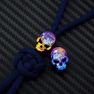 Imagen de Aibote 1 pieza Aleación de Titanio TC4 Cuchillo Cordón Cuerda Paracord Colgante Herramienta EDC Gadget Cuchillos para Acampar al Aire Libre(Calavera Colorido)