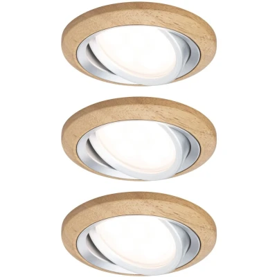 Imagen de Paulmann ENC Lanati Kit de Esquina orientable LED, 3 x 6 W, 470 LM, 230 V, Madera Aluminio 92239, Tinte Roble aceitado, ALU torneado