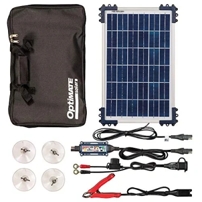 Imagen de OptiMate Solar Duo 10W Travel Kit, TM522 D1TK, Cargador mantenedor con Modo de recuperación para baterías Selladas 12V /12,8V y 0.83A en 6 Fases