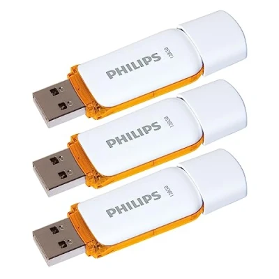 Imagen de Philips Memoria USB 2.0 de 128 GB, Modelo FM12FD70E, Paquete con 3 Unidades Flash GB capuchón y Llavero