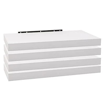 Imagen de WOLTU Estanteria Pared, Estante Flotante, Juego de 4 Pared Madera MDF, para salón, Cocina, Pasillo, Blanco RG9369ws