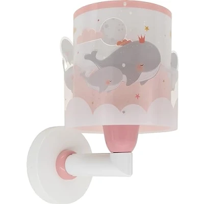 Imagen de Lámpara aplique de pared infantil Ballenas Rosa animales, 15W, 61179S