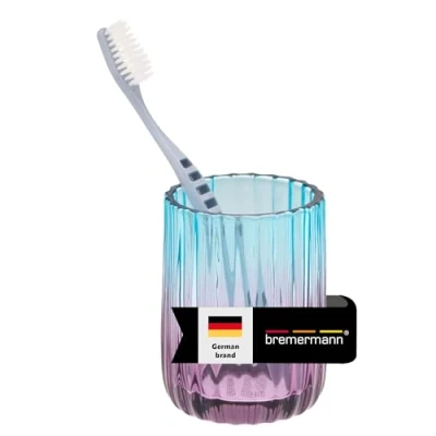 Imagen de bremermann Vaso de Cristal para cepillos Dientes, Soporte (Violeta/Azul)