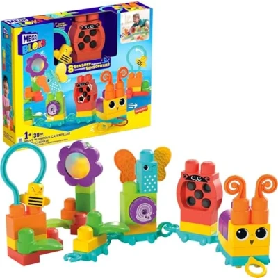 Imagen de MEGA Bloks Tren Oruga 30 Bloques sensoriales de construcción, Juguete +1 año (Mattel HKN44)