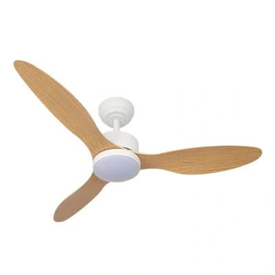 Imagen de Abrila Ventilador DC SERPA Color Blanco con tres Aspas en Haya 6 Velocidades Ajustables 3 Temperaturas de Luz Temporizador y Regulador Intensidad Mando a Distancia Incluido