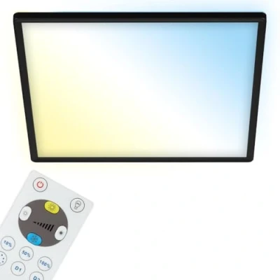 Imagen de BRILONER lámpara de techo LED CCT, retroiluminada, ultraplana, regulable, control remoto, IP20, 3000 lúm, 42x42cm, blanco cálido, neutro, frío, color negro