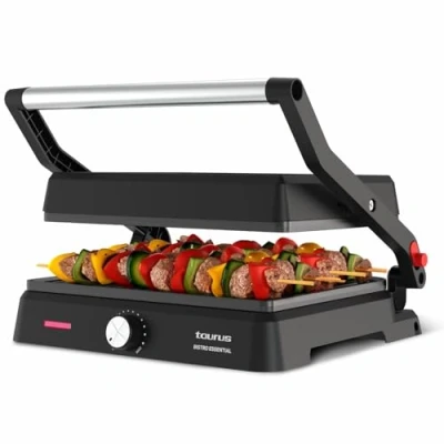 Imagen de Taurus Grill Essential 2600W 2 en 1: y Plancha Placas Stair System 29x23 cm Revestimiento Antiadherentes sin PFOA Bandeja Recogegrasas Termostato regulable Cool Touch Bloqueo