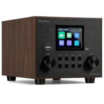 Imagen de Audizio Vieste Radio Dab+ con Bluetooth y Subwoofer, Blanco, Digital Bluetooth, Sonido Bass de Calidad, Altavoz Reloj Despertador Snooze, Streaming Inalámbrico, sintonizador FM