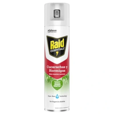 Imagen de Raid Essentials Spray Insecticida Aerosol Cucarachas y Hormigas, Incoloro. Unidad, 400ml