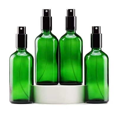 Imagen de YIZHAO Verde Bote Spray Pulverizador Cristal 100ml, Pequeño con Fina Niebla, para Aceite Esencial, Aromaterapia, Perfume,Limpieza, Viaje, Agua,Farmacia, Laboratorio 4Pcs