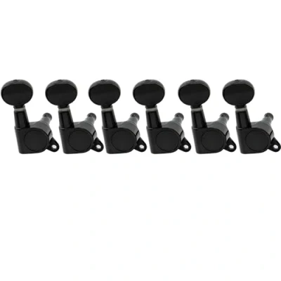 Imagen de Musiclily Pro 6 en línea Tipo Cerrado Clavijas de Afinación Clavijero Repuesto para Guitarra Fender Stratocaster Telecaster,Botón Kidney Negro
