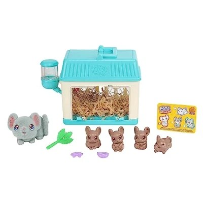 Imagen de Little Live Pets Mama Surprise Minis. Feed and Nurture a Lil&#039; Mouse Inside Their Hutch so she has 2, 3, or 4 Babies, with Accessories to Dress Them Up