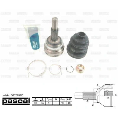 Imagen de PASCAL G12094PC Junta Homocinética eje delantero, ambos lados TOYOTA: Avensis II Berlina, Hatchback, Auris Hatchback