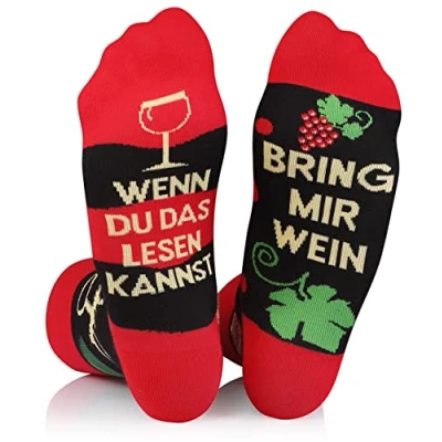 Imagen de TODO Colours Divertidos calcetines con diseño Multicolor, colorido, loco para la alegría de vivir, Vino, 39 42