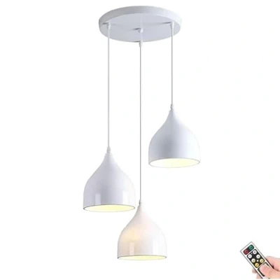 Imagen de KEFA Battery Operated Pendant Light with Remote, Indoor No Wiring Ceiling Hanging Light, Modern Wireless Lighting Chandelier Fixture for Kitchen Island Dining Room Living Farmhouse (Colo
