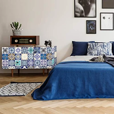 Imagen de Ambiance Sticker col tiles mob RJ A744_10x10cm Pegatinas para Muebles, Vinilo, Modèle 10, H60 x L100 cm