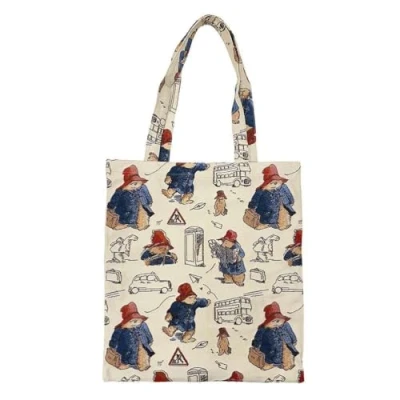 Imagen de Signare Bolsa de mano plegable diseño clásico oso Paddington, reutilizable, tamaño único, Red, Reusable Shopper