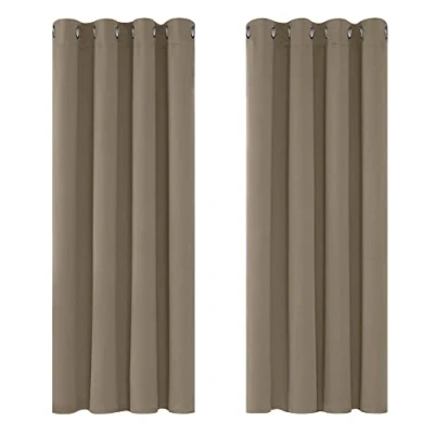 Imagen de Deconovo Cortinas Opacas 2 Piezas para Dormitorio Salón Modernas, Aislantes Térmicas y Reducción de Ruido, EcolóGicas Certificadas,117 x 138 cm Caqui