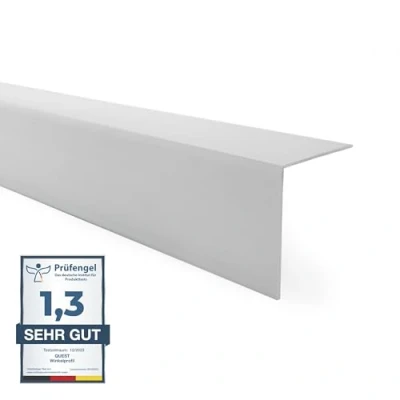 Imagen de Quest Perfil angular de PVC, sin cinta adhesiva, protección bordes y esquinas, 50 x mm, 100 cm, gris