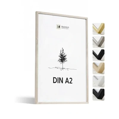 Imagen de Heimlich® 1 x marco de fotos A2 Roble Madera marcos cuadros Vidrio Acrílico Irrompible Grano Visible Duradero Fácil Colgar Para Decoración Pared y Hogar