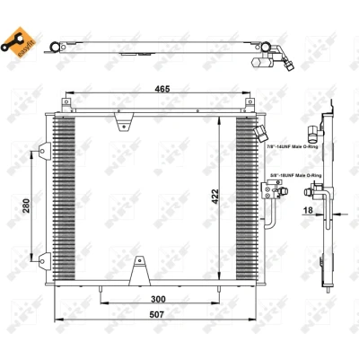 Imagen de NRF EASY FIT 35129 Condensador con junta anular 14,6 8,6 Aluminio 507 MERCEDES BENZ: W124 Berlina, Coupé