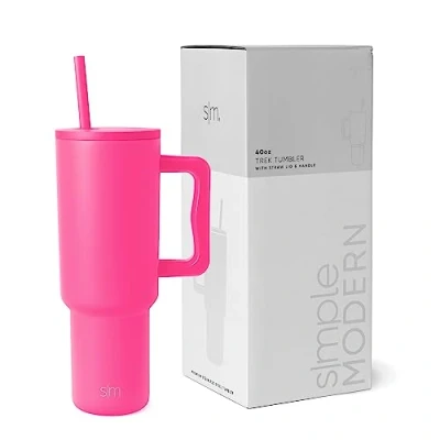 Imagen de Simple Modern Vaso Térmico con Asa y Pajita Botella de Agua Acero Inoxidable Aislado viaje para café helado Trek Colección 1180ml Raspberry Vibes