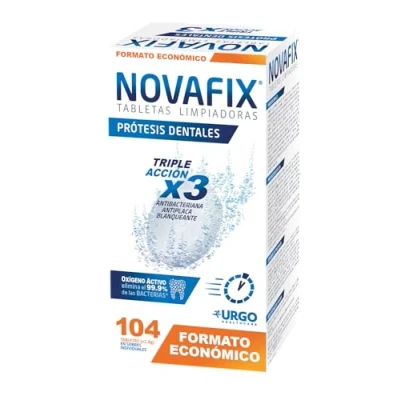 Imagen de Tabletas Limpiadoras Antibacterianas para prótesis Novafix 3 En 1 104 Unidades