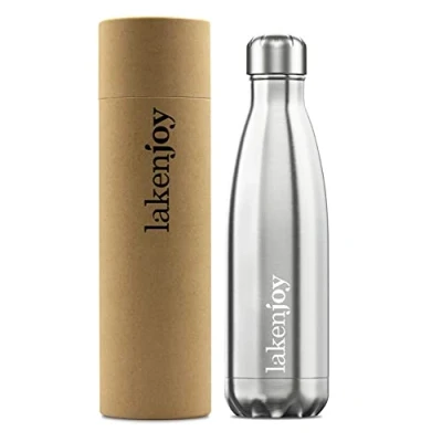 Imagen de LAKEN Botella de Agua Térmica Acero Inoxidable (500 ml, Acero) Cantimplora Termo con Doble Aislamiento para Fría o Caliente/Adultos y Niños