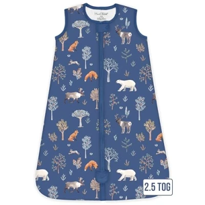 Imagen de Mama Cheetah Saco de dormir para bebé 2.5 TOG, manta portátil algodón orgánico con cremallera bidireccional, pañales transición recién nacido, niño niño, niña, 24 48 meses
