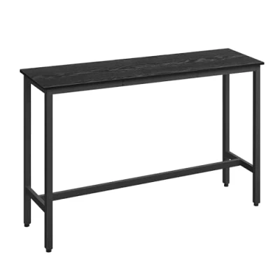 Imagen de VASAGLE Mesa de Bar, Cocina Rectangular Estrecha, Alta con Marco Metal Robusto, 40 x 140 90 cm, Montaje Sencillo, Diseño Industrial, Negro Ébano y Tinta LBT140B56