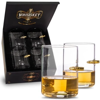 Imagen de Whisiskey Set de Vasos Whisky 4 x 310ml Regalos Originales para Hombre Incluyendo en un lujoso estuche Regalo