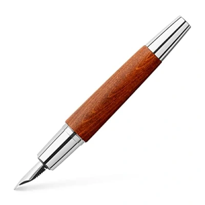 Imagen de Faber Castell Pluma estilográfica B cromada con cuerpo de madera marrón 148203