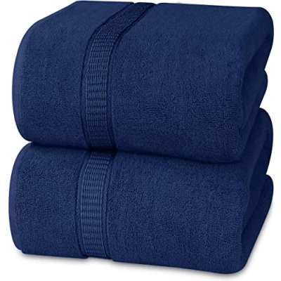 Imagen de Utopia Towels Pack de 2 Toallas Baño Jumbo Lujo (90 x 180 CM, Negro) 100% Algodón Ring Spun, Altamente Absorbente, Suave y Secado Rápido(Azul Marino)