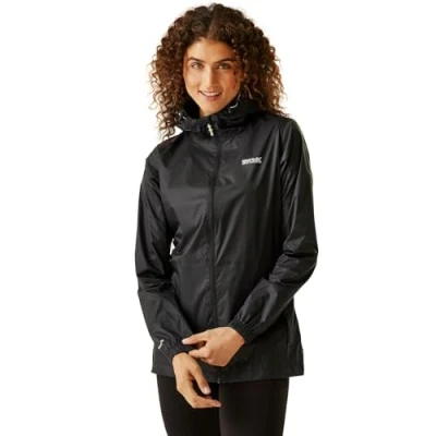 Imagen de Regatta Pack it III Chaqueta con Capucha Impermeable, Transpirable, Sin Forro Y Ligera Jackets Waterproof Shell, Mujer, Black, 26