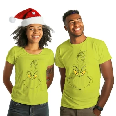 Imagen de The Grinch Camiseta unisex para hombre y mujer, cuello redondo, manga corta, color verde, M