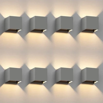 Imagen de ledscom.de 8 pzas. aplique CUBEL para exterior, IP65, up/downlight, gris mate, cuadrado, 1x G9 máx. 10W