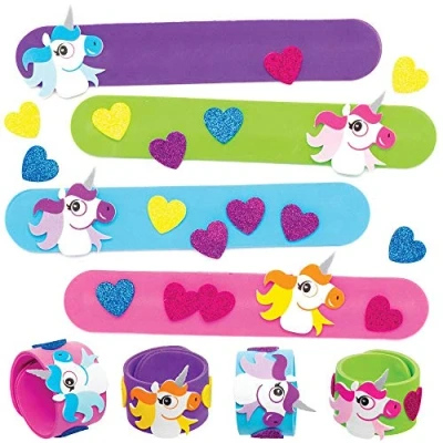 Imagen de Baker Ross Kits Pulseras Unicornio con Cierre a Presión AT726 (paquete de 4) para proyectos arte y manualidades niños, surtidos