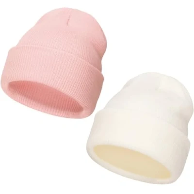 Imagen de DRESHOW Gorro de Punto con Dobladillo Hombre Mujer Invierno Algodón Unisex Beanie Diseño Clásico 2 Piezas