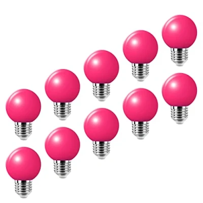 Imagen de HUAMu Cubierta de bombilla E27, 2W, luz LED Edison, golf rosa, patio para fiesta Navidad, paquete 10