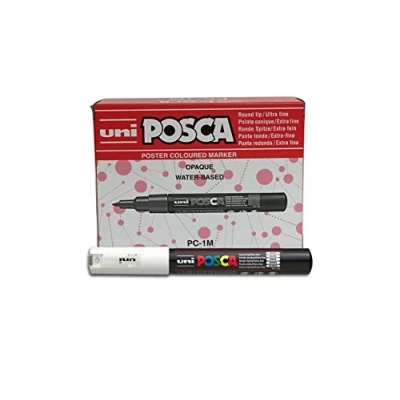 Imagen de uni ball Posca PC 1M Extra Fine Bullet Tip Marker White, Pack of 12