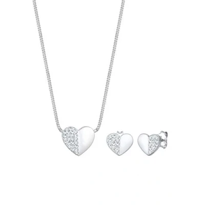 Imagen de Elli juego de joyas Mujeres corazón con cristales en plata ley 925