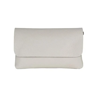 Imagen de AmbraModa GLX11 Bolso bandolera Carteras de mano clutch para mujer, piel auténtica (Beige)