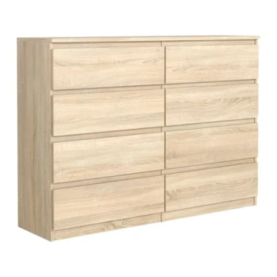Imagen de MebLocker Cómoda con 8 cajones, 140 cm, ideal para salón, dormitorio, habitación de los niños, juvenil y oficina, solución moderna elegante almacenamiento organización estilo