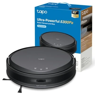 Imagen de Tapo RV20 MAX, Robot Aspirador y Trapeador 4 en 1, 5300Pa Ultra Succión, Navegación MagSlim LiDAR, IQ+Smart Cleaning, Diseño Ultrafino 83 mm, Limpiar Personalizable con App, Alexa Google