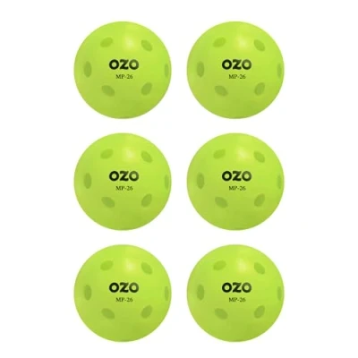 Imagen de OZO Pickleball Set de 6 Bolas para Interiores, 26 Agujeros, Moldeo por Rotación