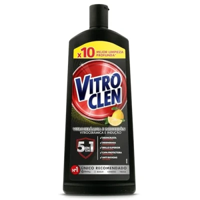 Imagen de Vitroclen Limpiador Vitrocerámica e Inducción, en Crema, Desincrusta, Desengrasa y Da Brillo, Aroma Limón, 450 ml