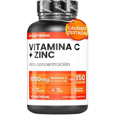 Imagen de Vitamina C 1000 mg y Zinc contribuyen a la Función Normal del Sistema Inmunitario 1 Comprimido al Día Alta Dosis Pura 150 comprimidos