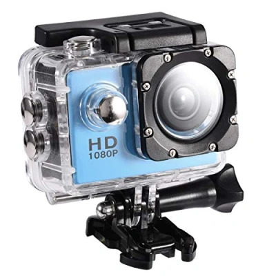 Imagen de Mini DV Cámara de Deportes,Cámara acción 4K Impermeable 30m Video Deportes al Aire Libre 1080P Full HD LCD videocámara Kits Accesorios Montaje(Azul)