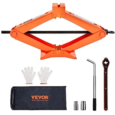 Imagen de VEVOR Gato de Tijera Carga 2,5 T Profesional Acero con Rango Elevación 95 435 mm Llave para Cambiar Neumáticos y Bolsa Transporte Cambio Coches SUV
